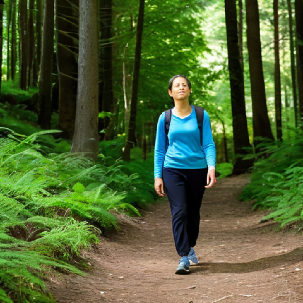 Woman in Forest - Serene & Mindful**

"A woman in her late 20s, fully clothed in comfortable hiking attire, walking on a sun-dappled forest trail, surrounded by lush greenery, looking peaceful and serene, practicing mindful walking, appropriate attire, safe for work, perfect anatomy, natural proportions, professional photography, family-friendly, high quality, well-formed hands, proper finger count."

**