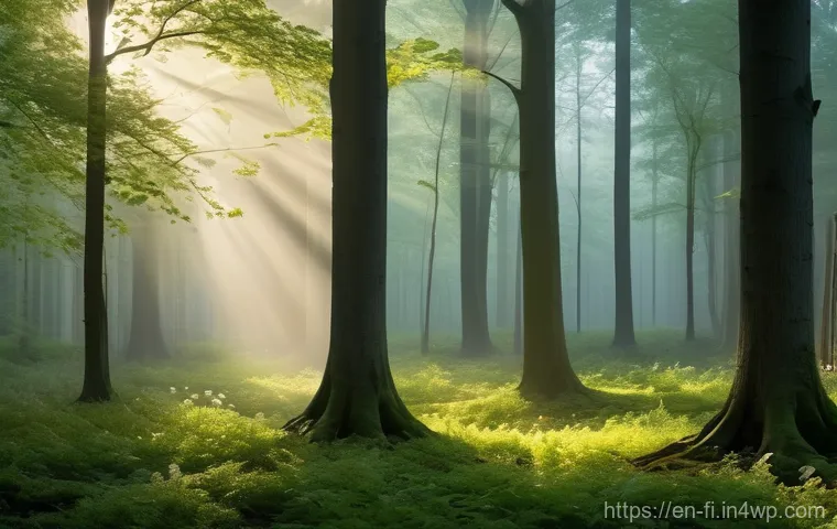 숲 테라피의 참여자 경험 공유 - **"Digital Silence in Nature's Embrace"**
    A person, gender-neutral, in their late 20s, sits cros...